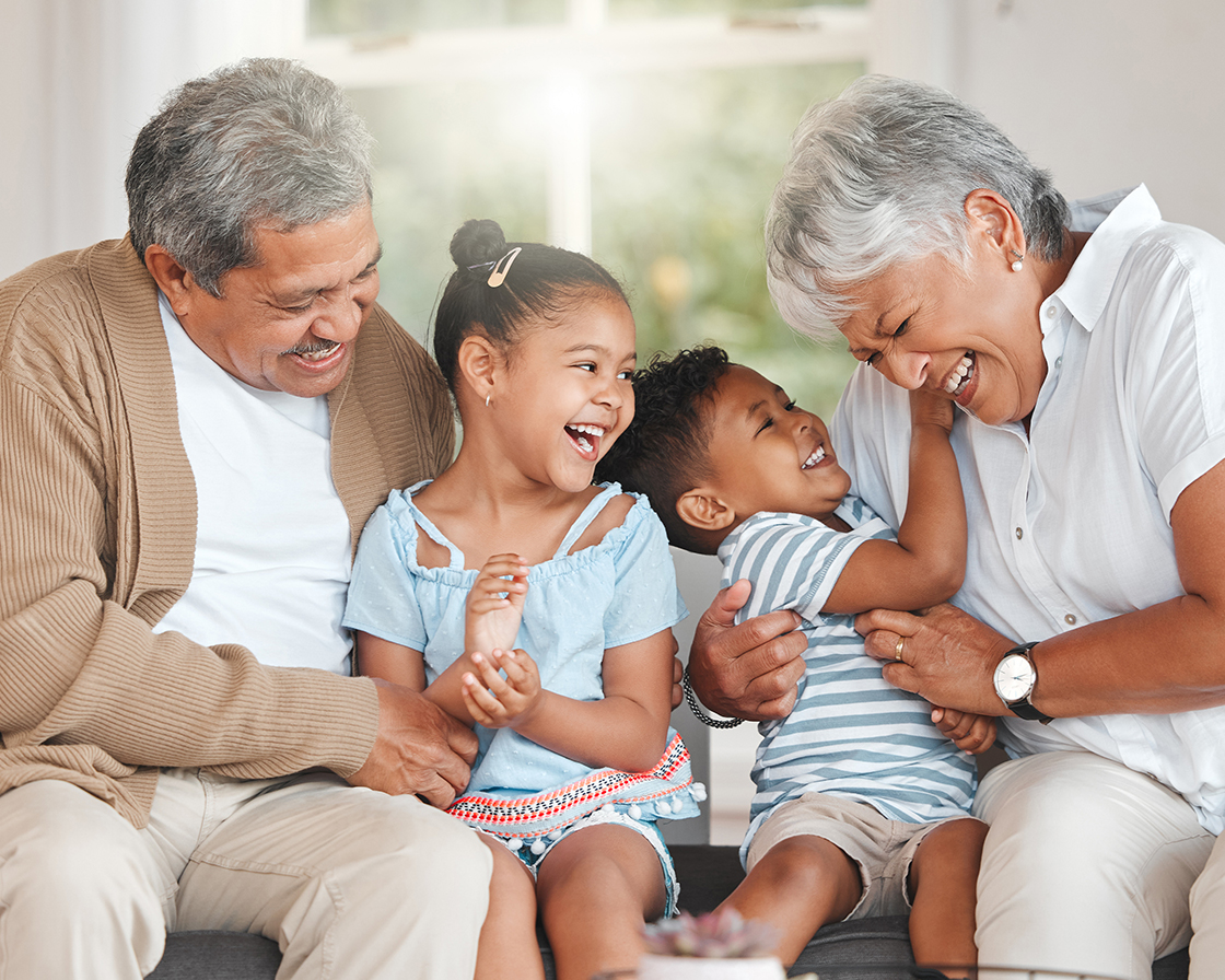 multigenerational family on a couch