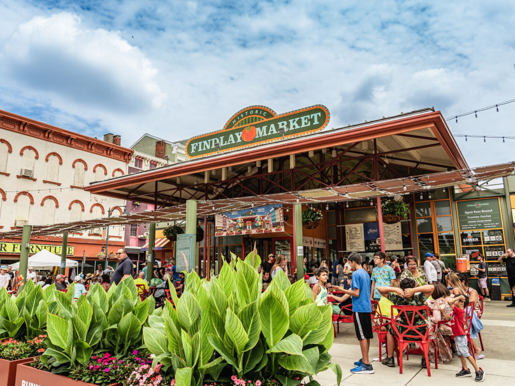 Crowds gather outside Findlay Market