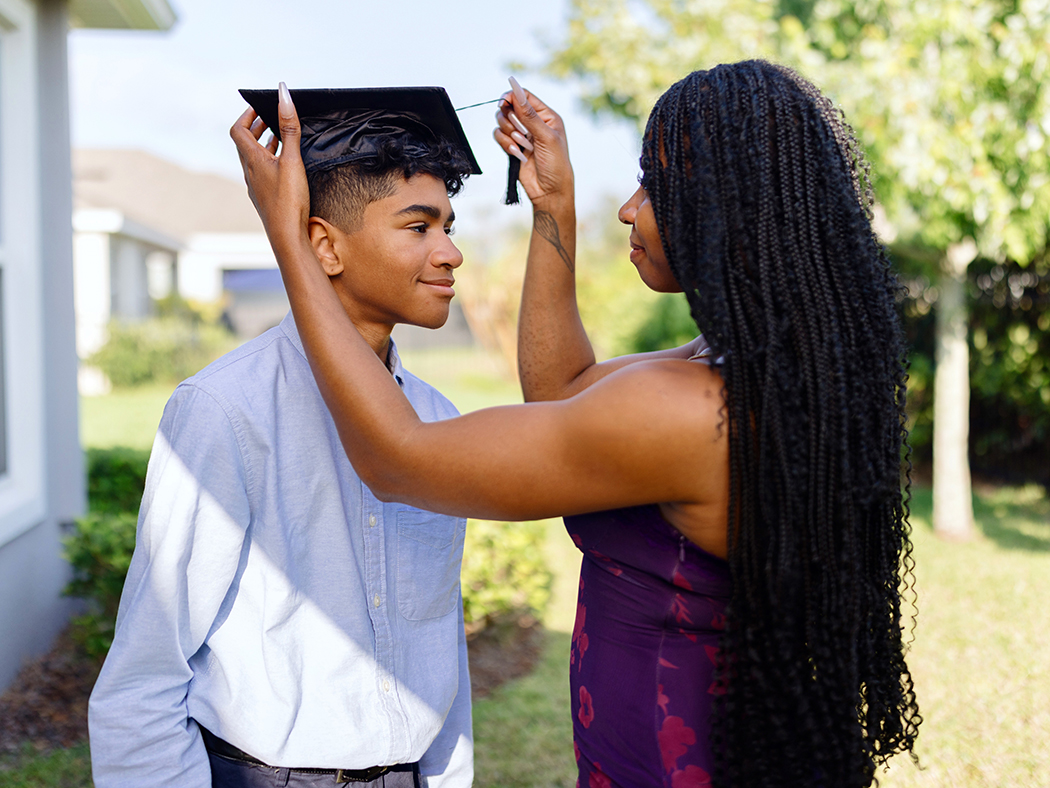 Mom and son at graduation